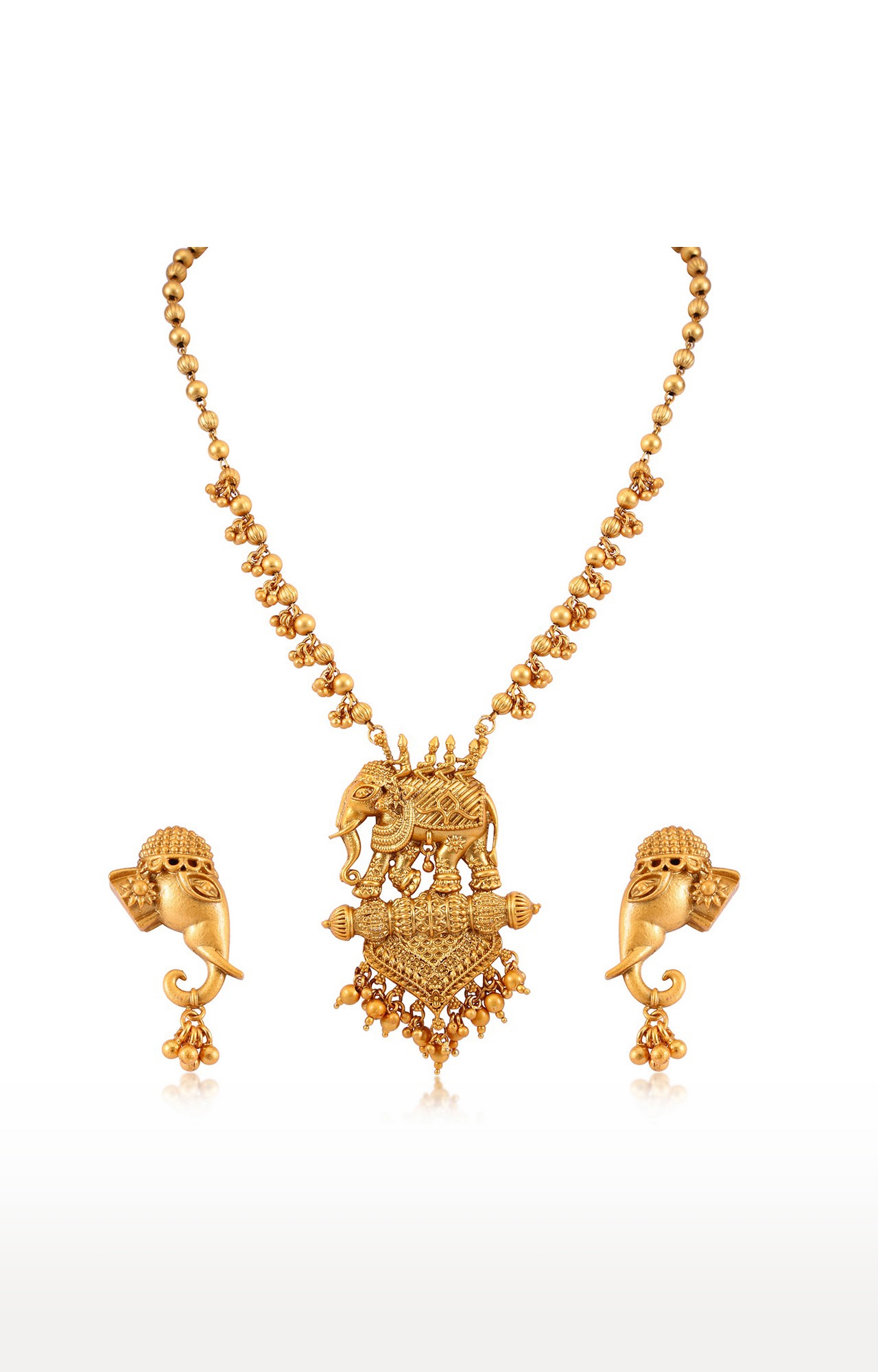 SUKKHI | Sukkhi Bahubali Matte Finished Gold Plated Long Haram Necklace Set For Women