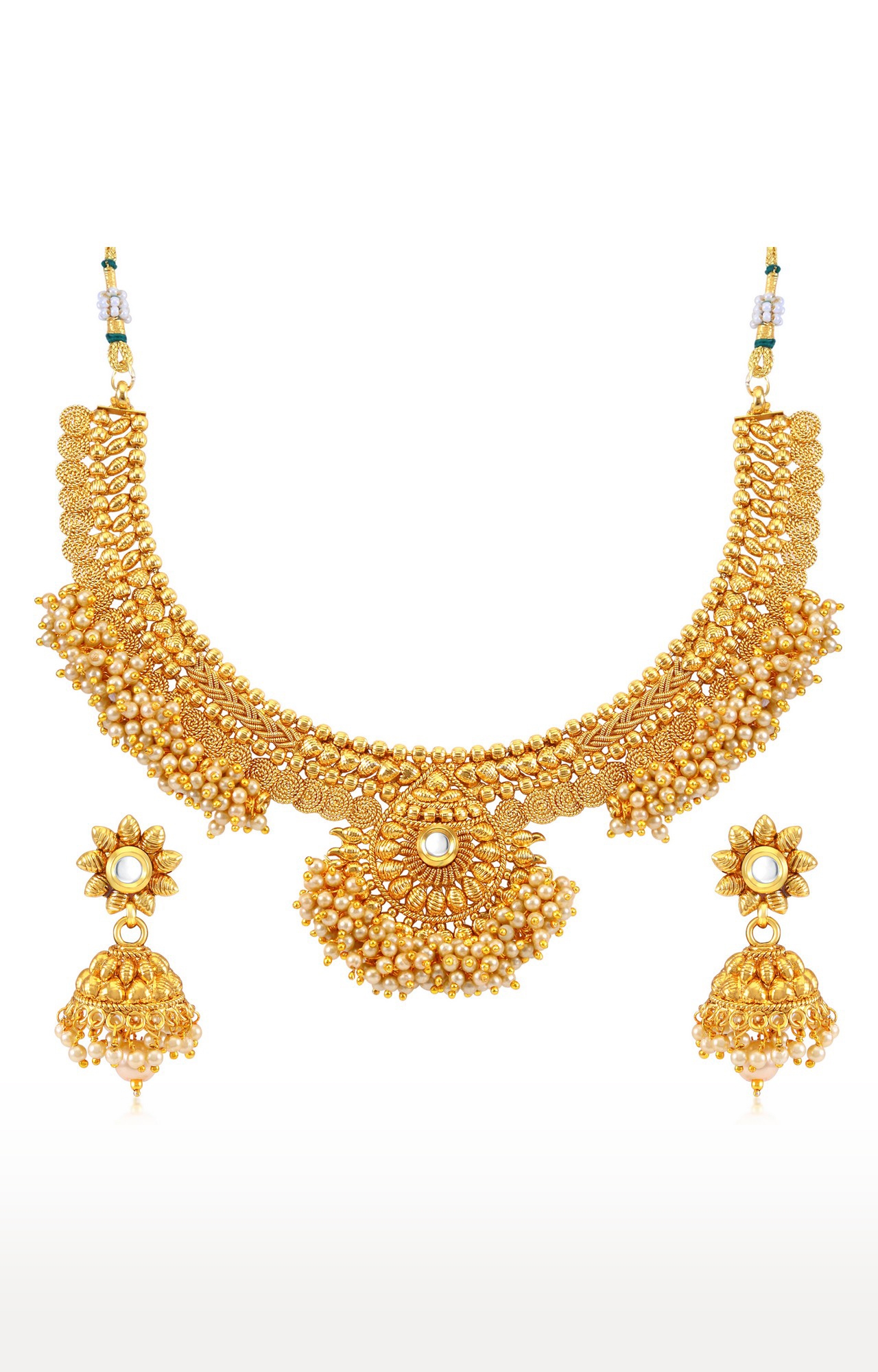 SUKKHI | Sukkhi Brilliant Pearl Gold Plated Choker Necklace Set For Women