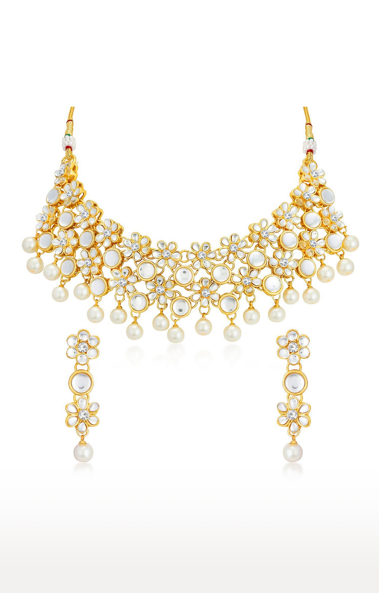 SUKKHI | Sukkhi Traditional Kundan Gold Plated Pearl Choker Necklace Set For Women