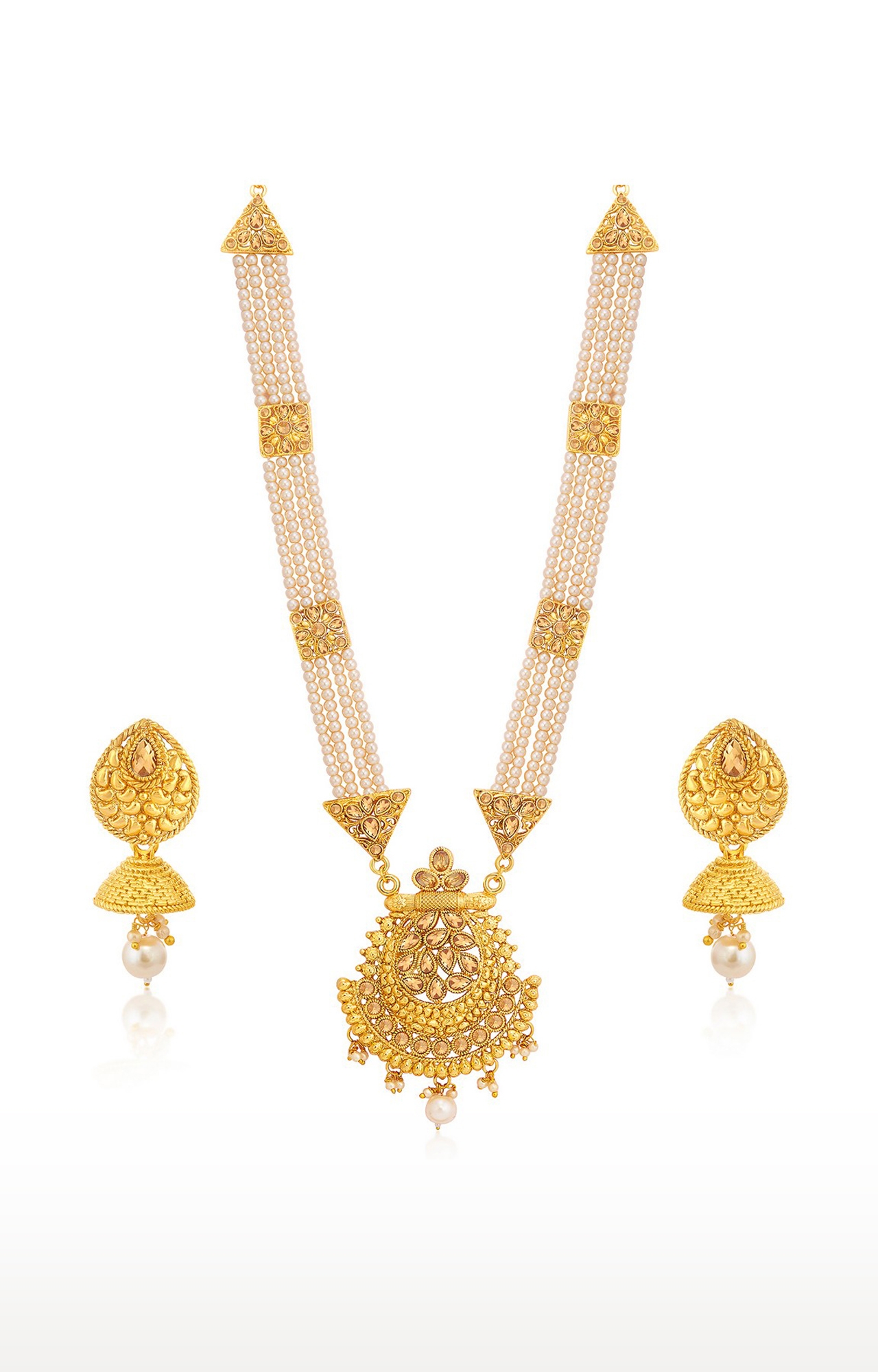 SUKKHI | Sukkhi Luxurious LCT Gold Plated Pearl Long Haram Necklace Set For Women