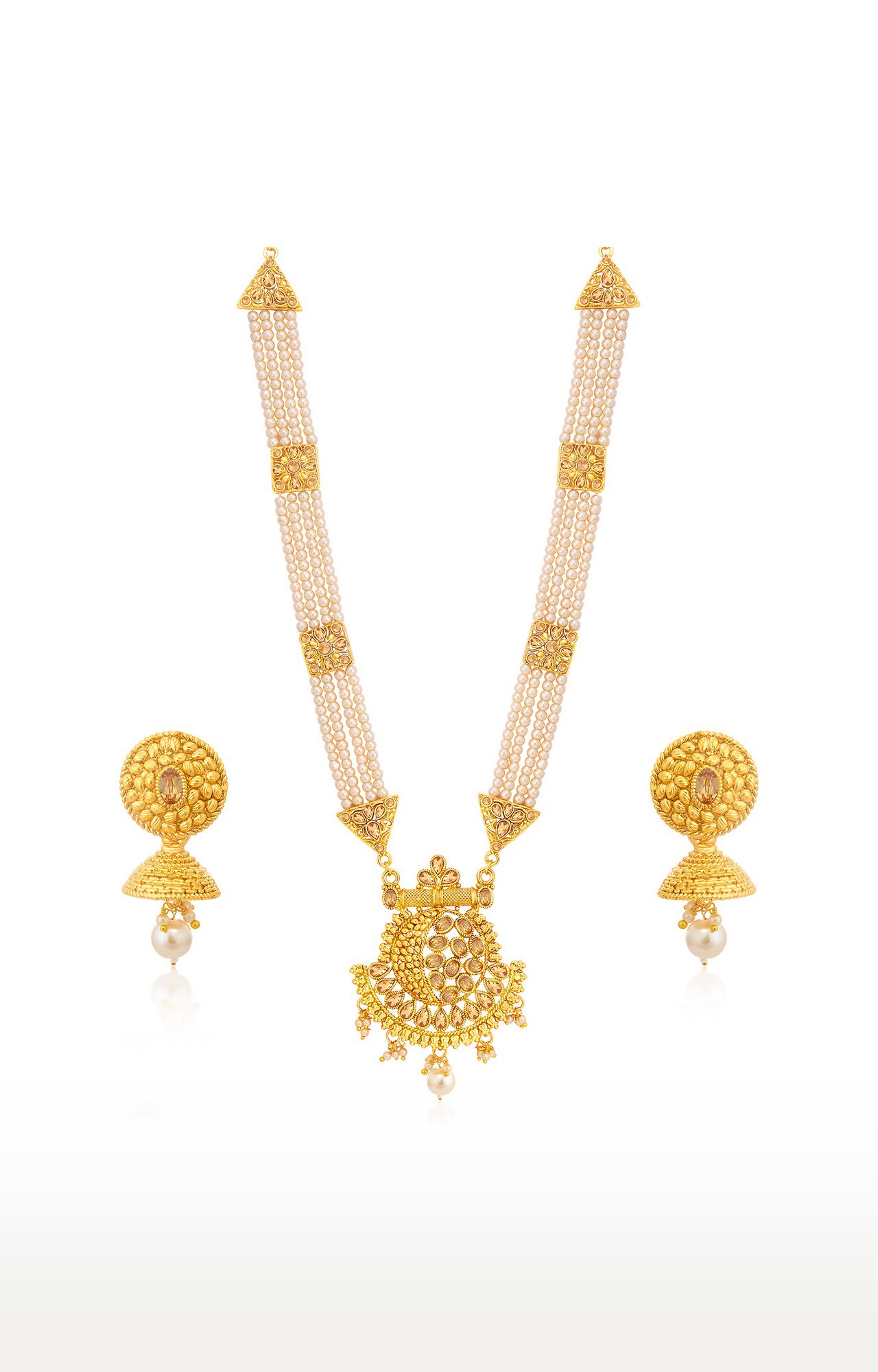 SUKKHI | Sukkhi Classic LCT Gold Plated Pearl Long Haram Necklace Set For Women