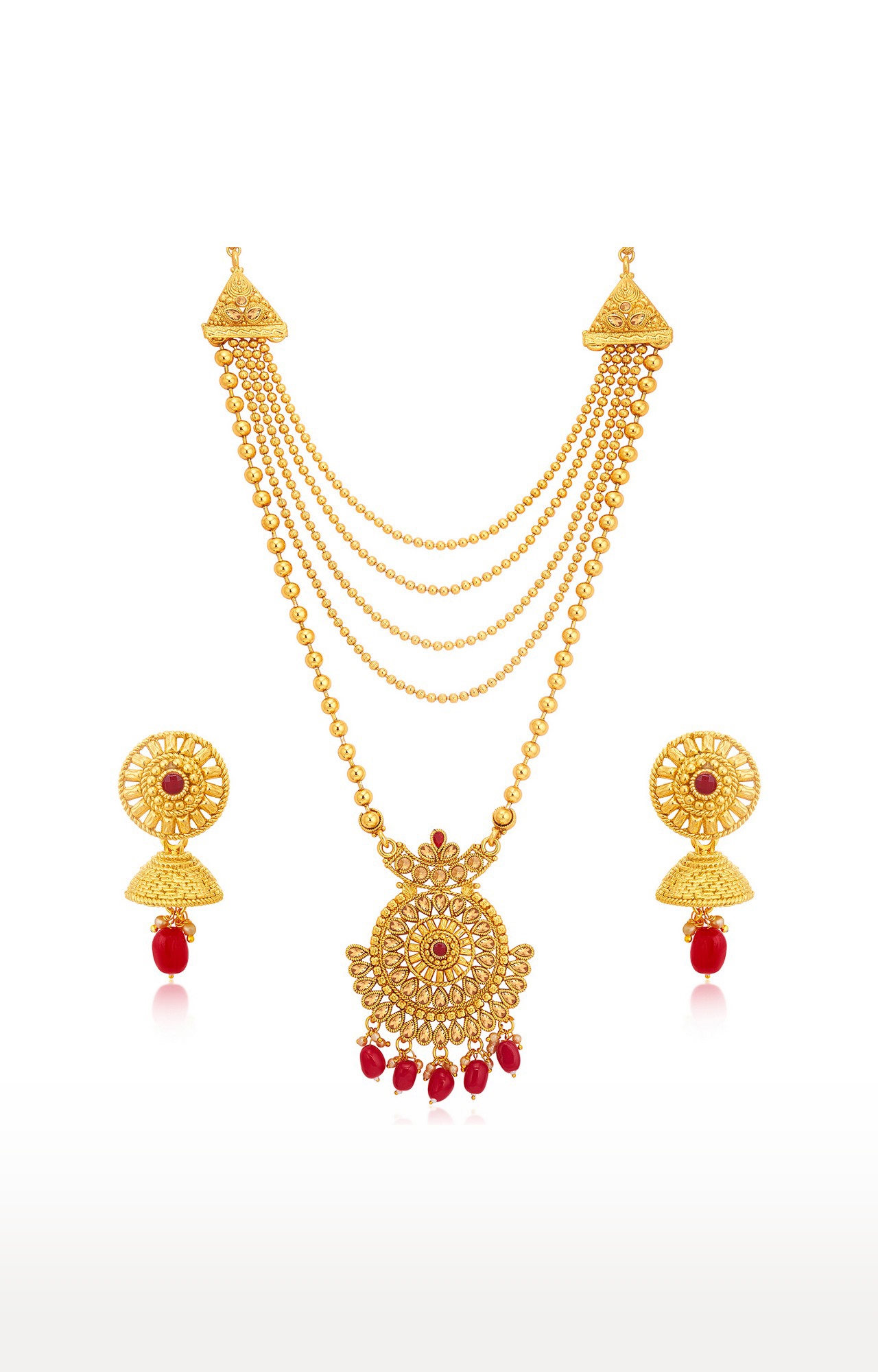 SUKKHI | Sukkhi Gleaming Gold Plated LCT Stone Long Haram Necklace Set For Women