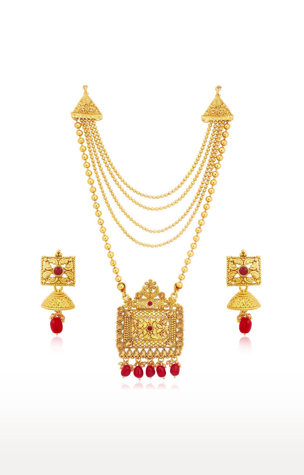 SUKKHI | Sukkhi Floral Gold Plated LCT Stone Long Haram Necklace Set For Women