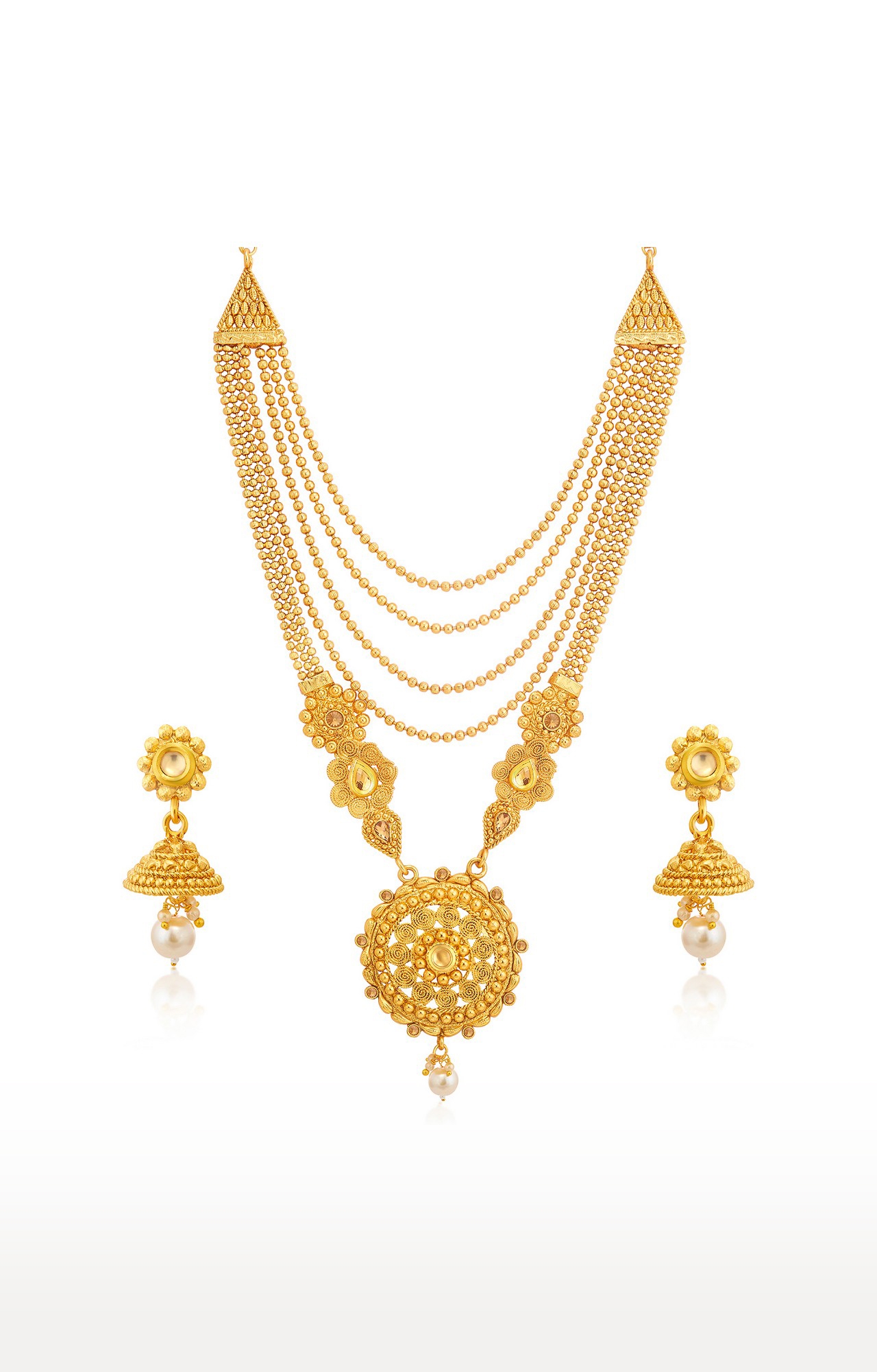 SUKKHI | Sukkhi Delicate LCT Gold Plated Pearl Long Haram Necklace Set For Women