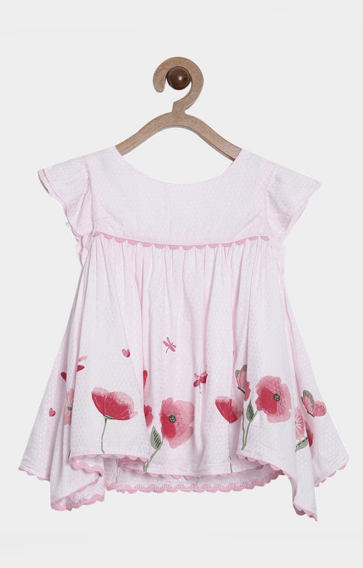 Nuberry | Nuberry Girls Casual Woven Light Pink Frock