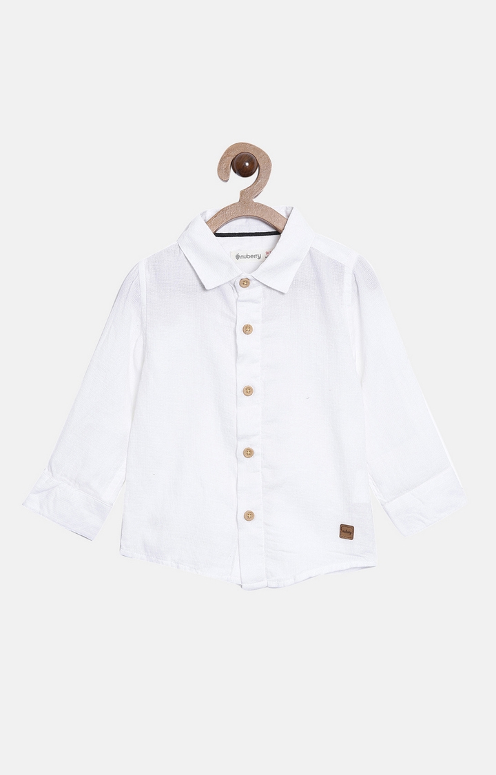 Nuberry | White Solid Casual Shirt