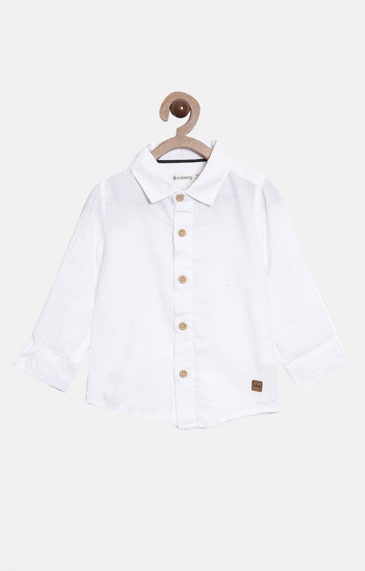 Nuberry | White Solid Casual Shirt
