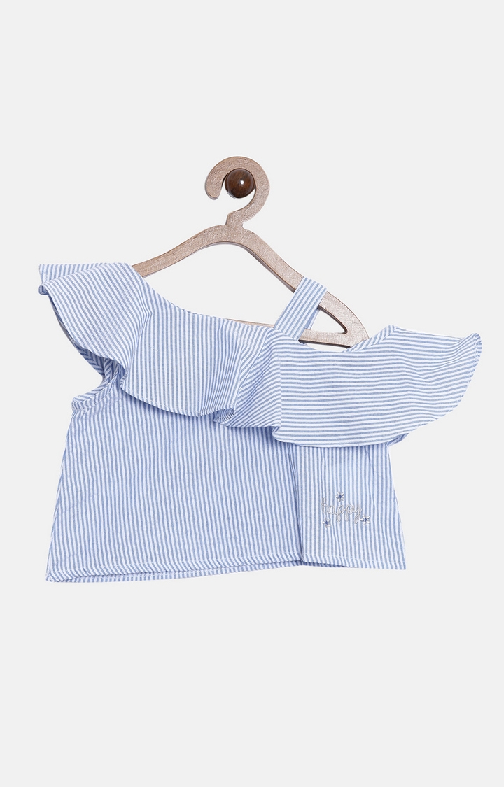 Nuberry | Blue Striped Top