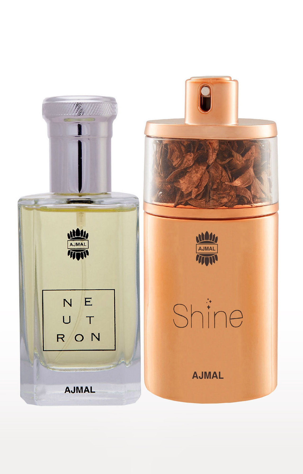 Ajmal Neutron EDP Fruity Perfume 100ml for Men and Shine EDP Perfume 75ml for Women