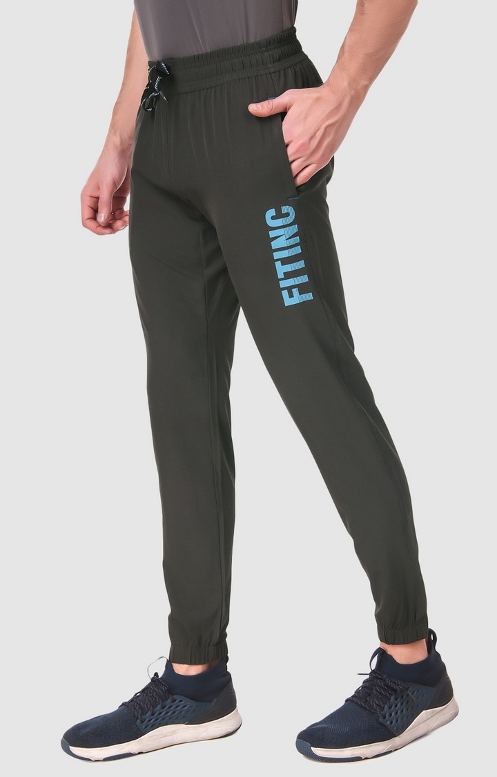 Fitinc | Men's Grey Polycotton Solid Activewear Joggers