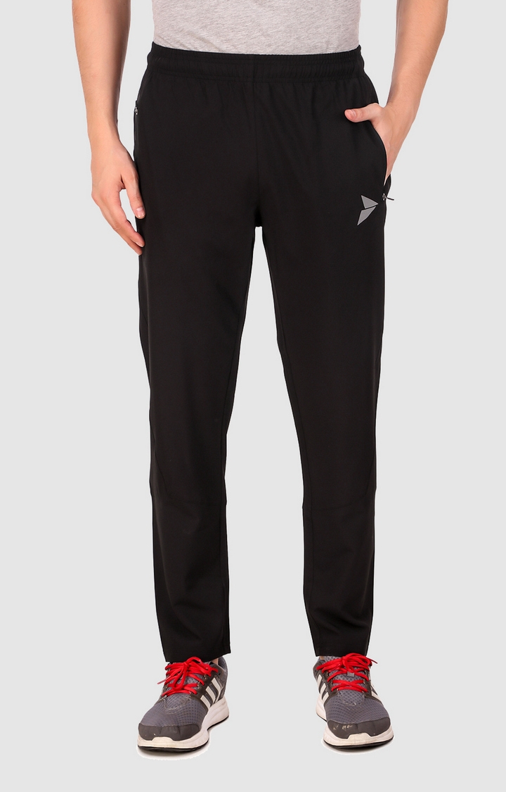 Fitinc NS Lycra Regular Fit Black Track pant for Men