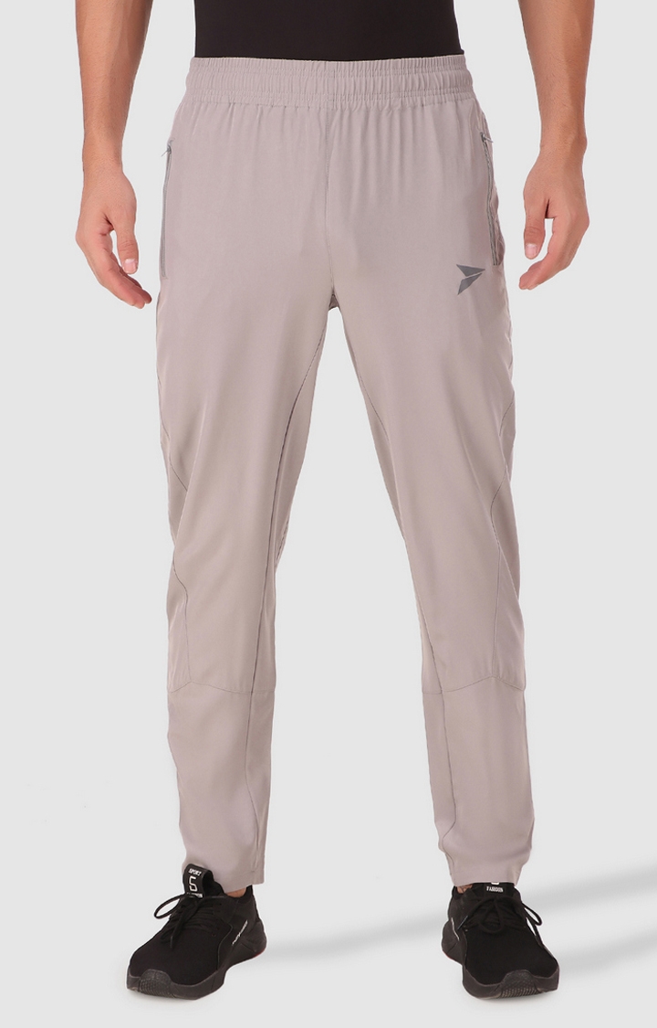 Fitinc | Men's Light Grey Polycotton Solid Trackpant