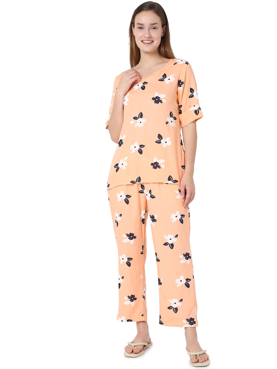 Smarty Pants | Smarty Pants women's cotton olive floral print night suit. 