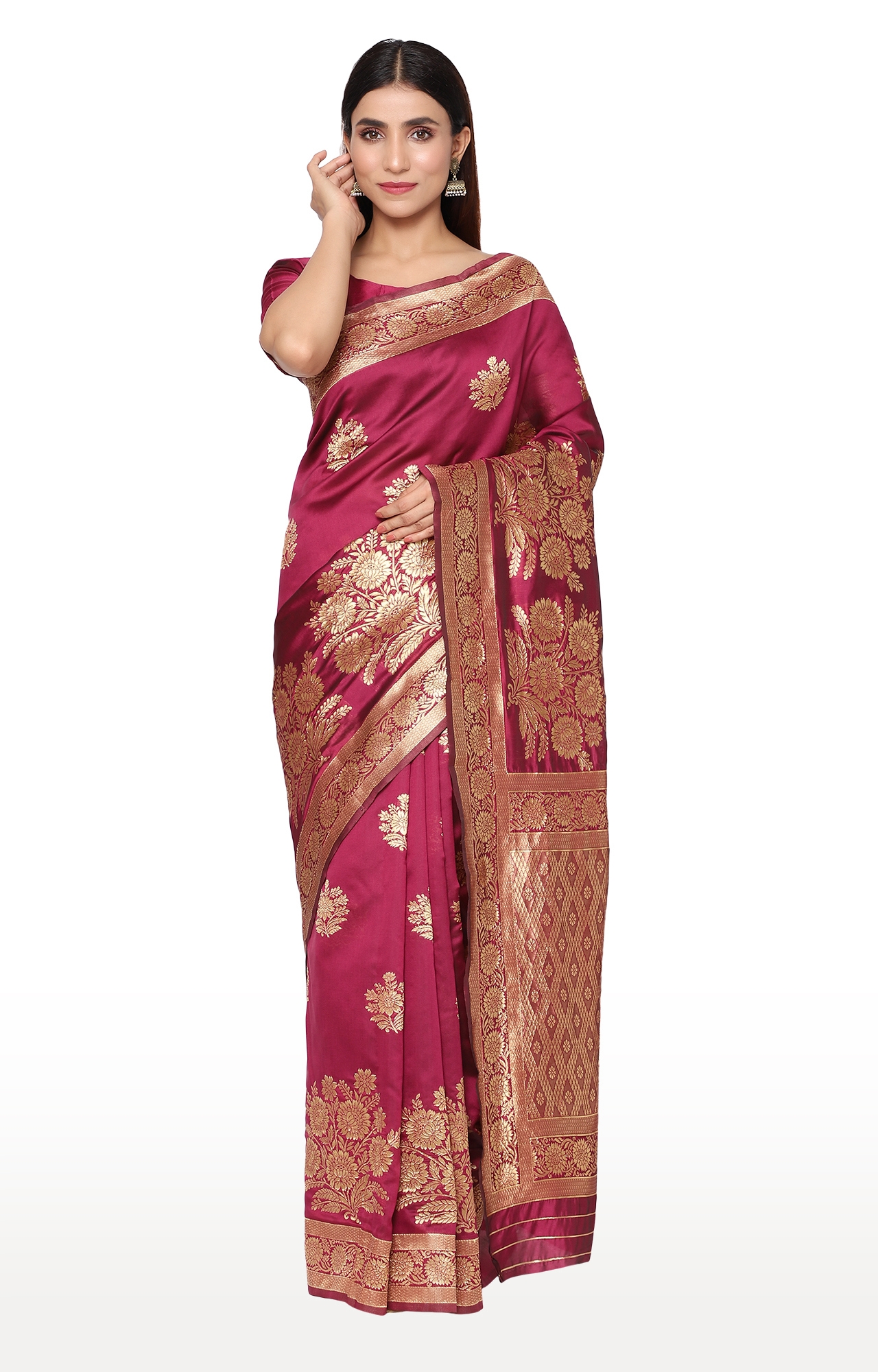 Glemora | Glemora Purple Designer Ethnic Wear Silk Blend Banarasi Traditional Saree