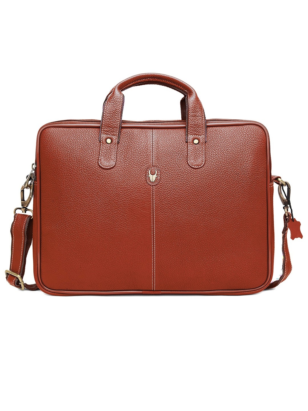 WildHorn | WildHorn Tan Leather Laptop Messenger Bag for Men| Padded Laptop Compartment |Office Bag 