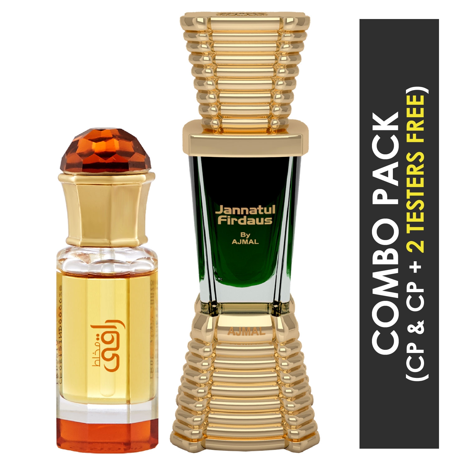 Ajmal | Ajmal Mukhallat Raaqi Concentrated Perfume Attar 10ml for Unisex and Jannatul Firdaus Concentrated Perfume Attar 10ml for Unisex + 2 Parfum Testers FREE