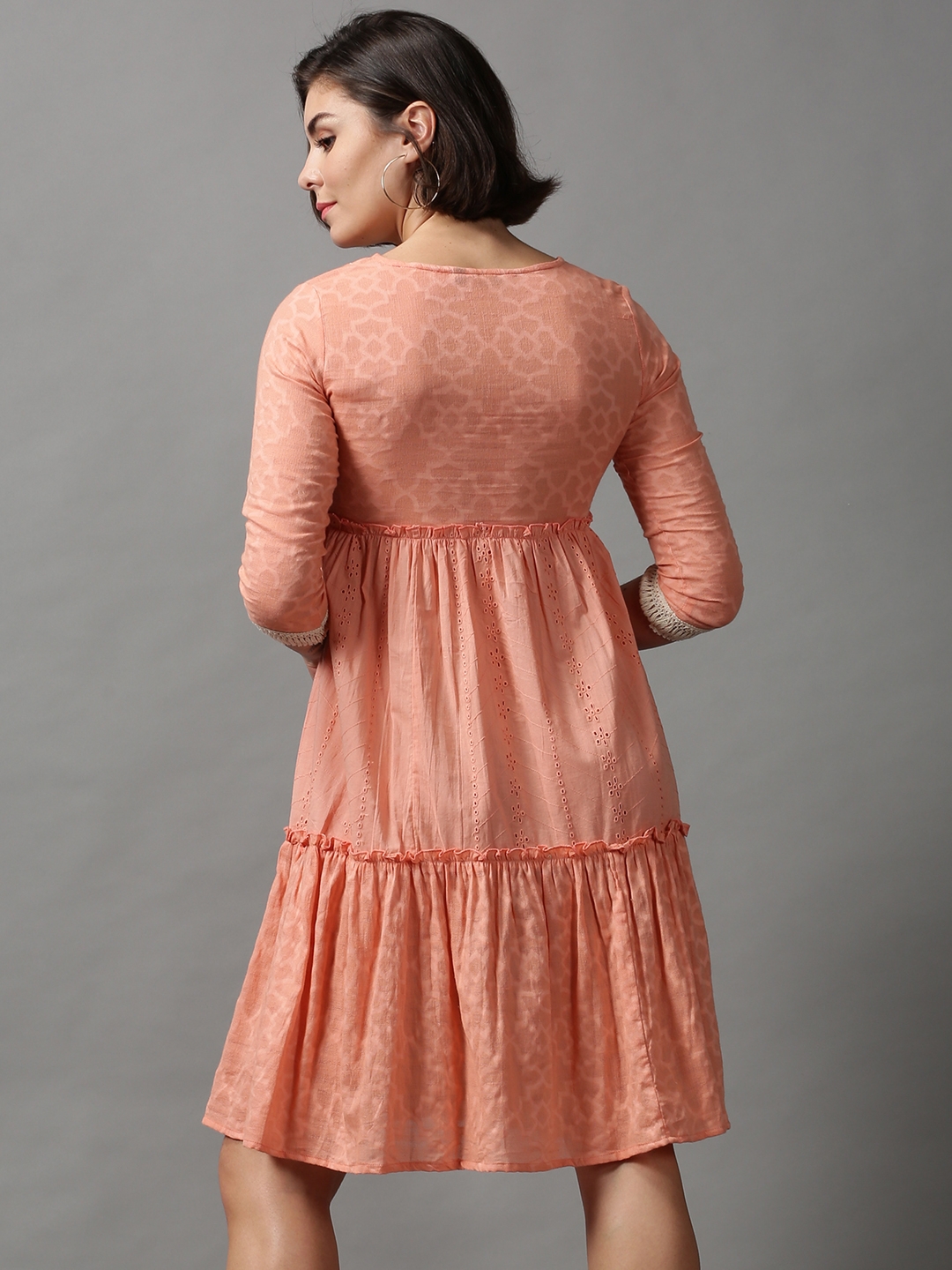 Women's Pink Cotton Solid Dresses
