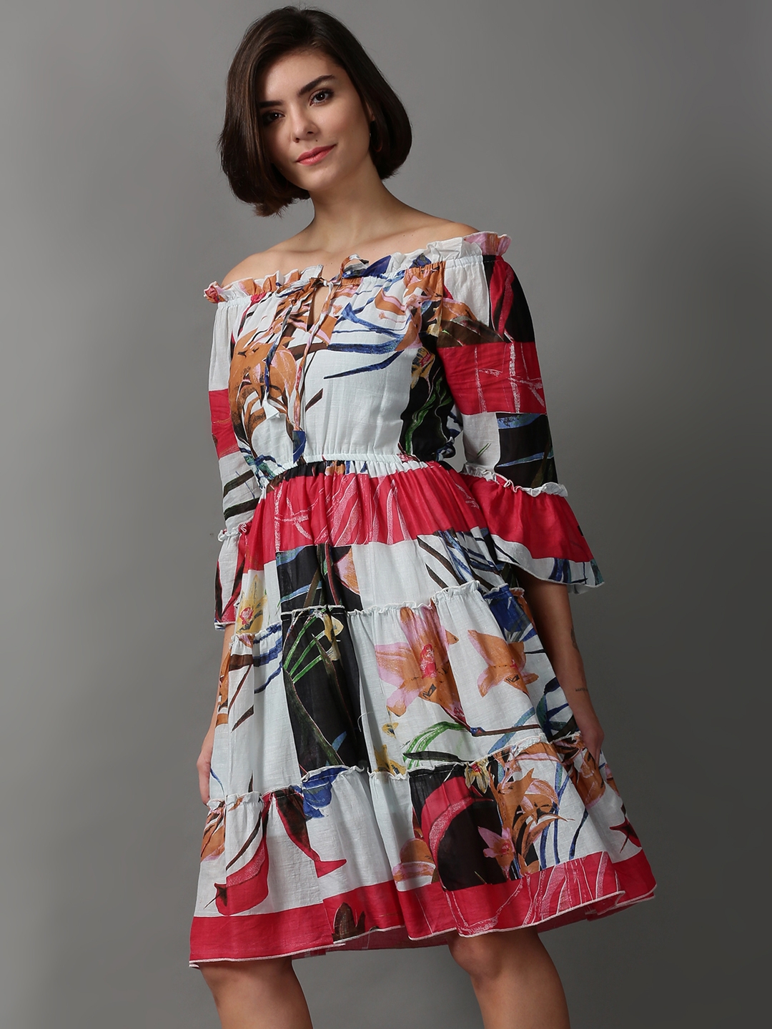Women's Multi Cotton Printed Dresses