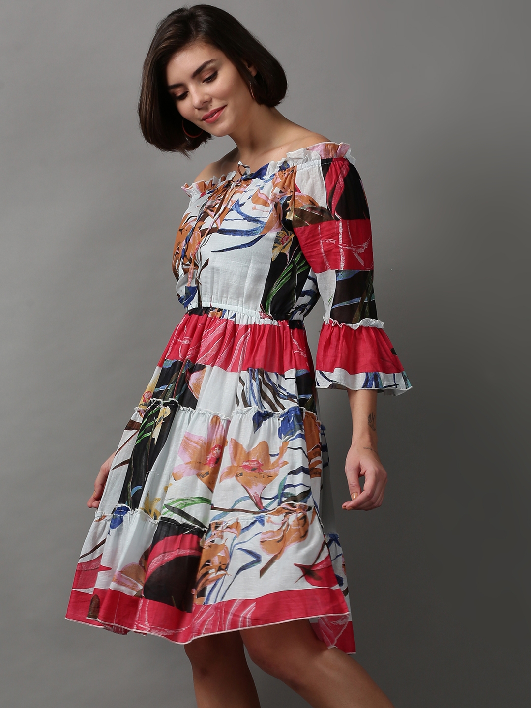 Women's Multi Cotton Printed Dresses