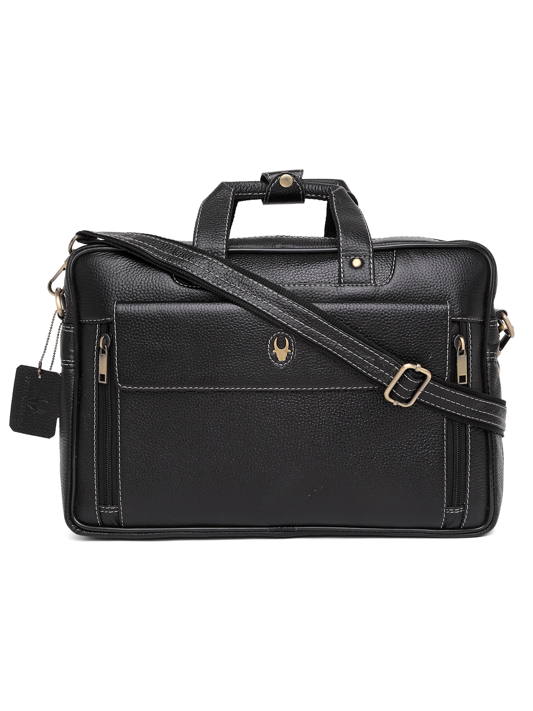 WildHorn 100% Genuine Leather Black Laptop Bag for Men