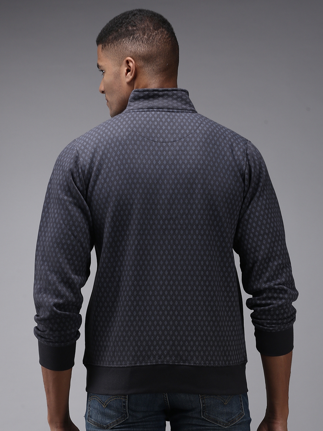 Men's Grey Cotton Printed Activewear Jackets