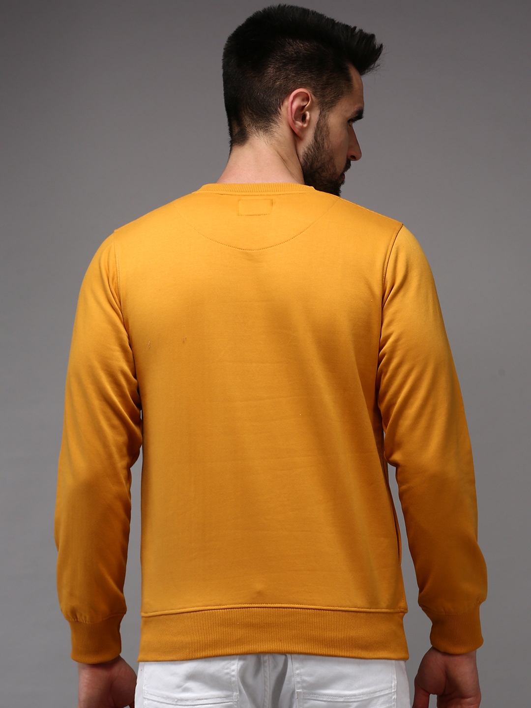Men's Yellow Cotton Printed Sweatshirts