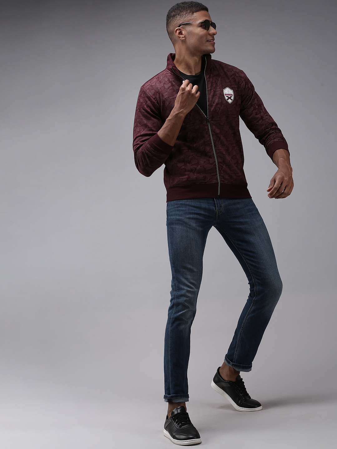 Men's Red Cotton Printed Activewear Jackets