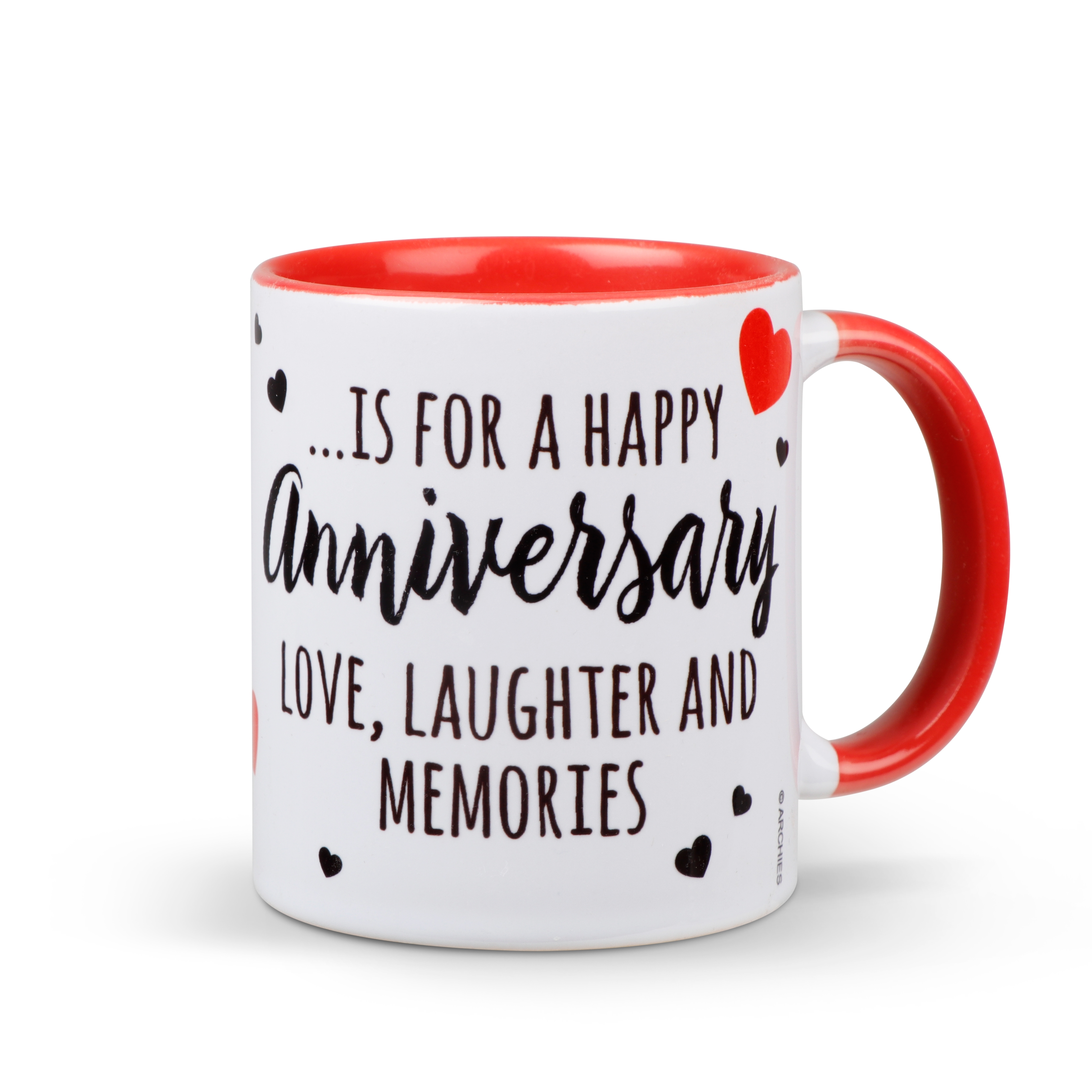 Archies | Archies KEEPSAKE MUG - A-IS FOR MY ANNIVERSIRY LOVE LAUGHTER AND MEMORIES Mug Coffee Cup White Printed Ceramic Gift  (12 x 11 x 9) (350 ml) 1