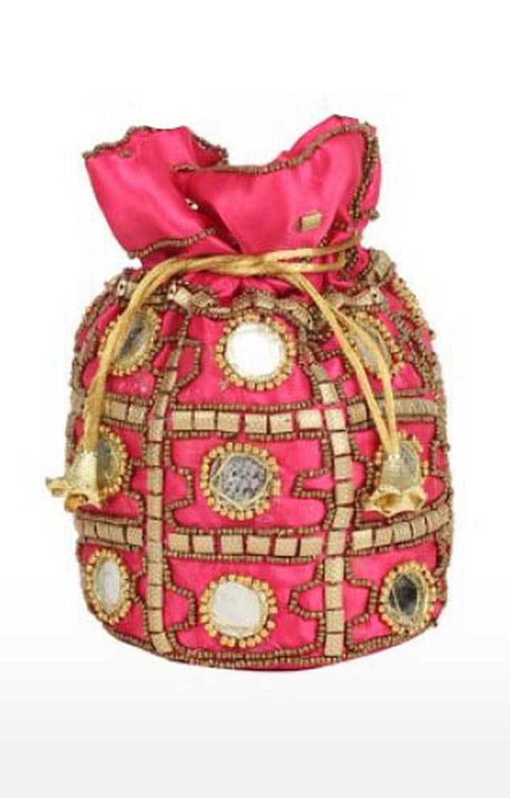 Envie Embellished Pink Coloured Potli Bag 