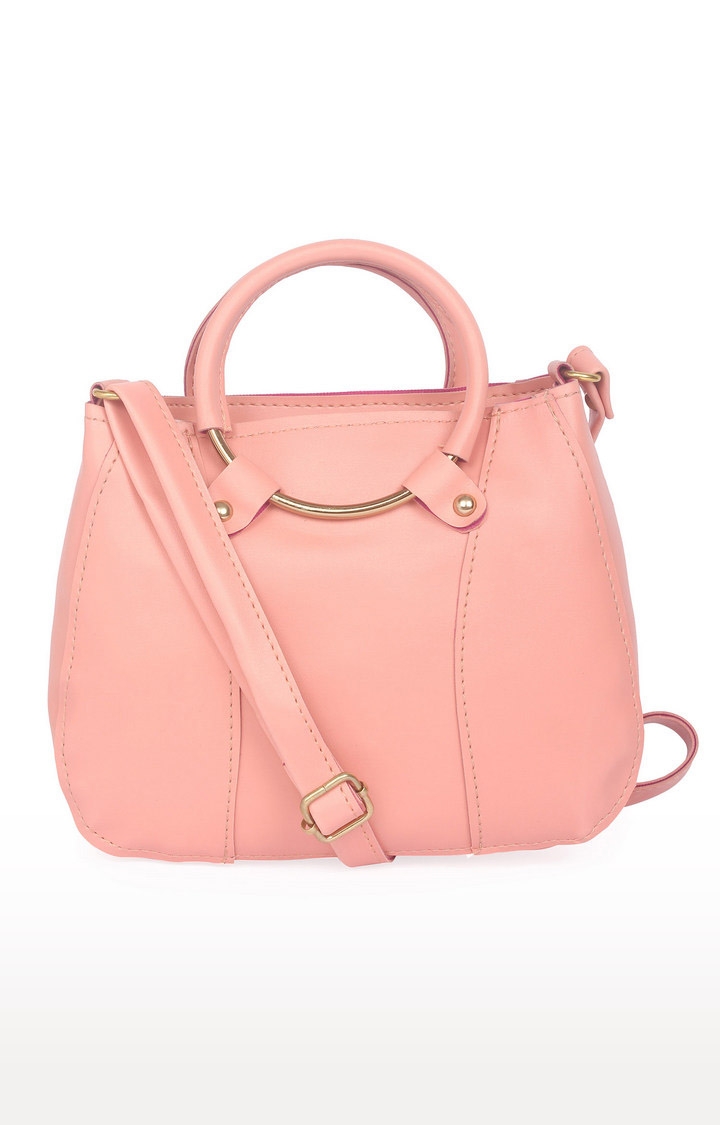 Aliado Pink Artificial Leather Zipper Closure Handbag