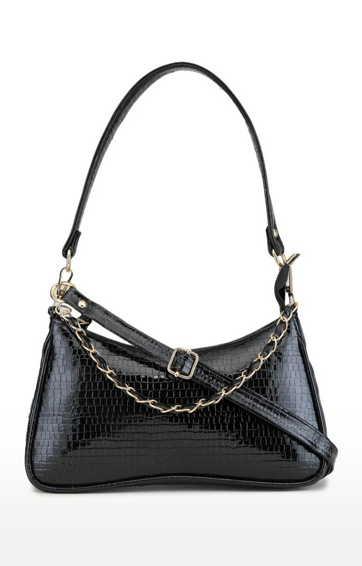 Aliado Polyester Black Colour Sling Bag For Women (P52V1017)
