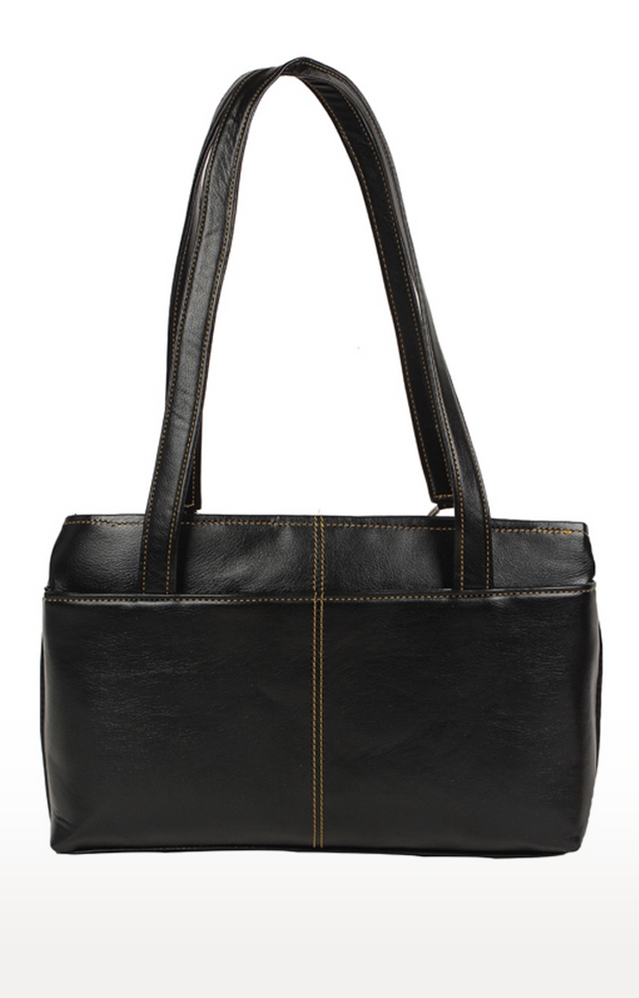 Aliado | Aliado Faux Leather Solid Black Zipper Closure Formal Handbag 1