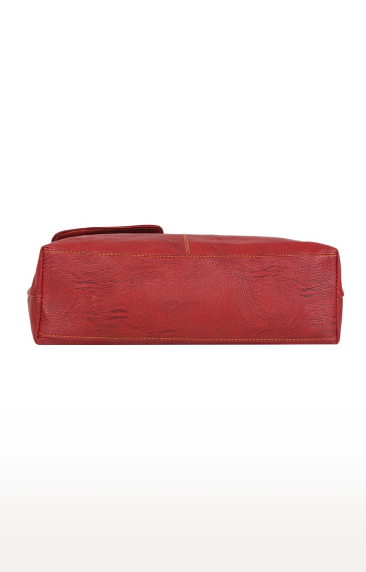Aliado | Aliado Faux Leather Solid Red Zipper Closure Formal Handbag  3
