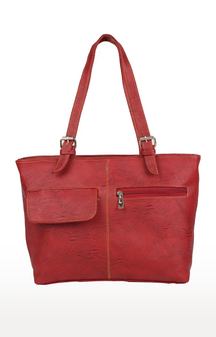 Aliado | Aliado Faux Leather Solid Red Zipper Closure Formal Handbag 