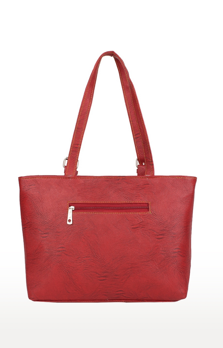 Aliado | Aliado Faux Leather Solid Red Zipper Closure Formal Handbag  1