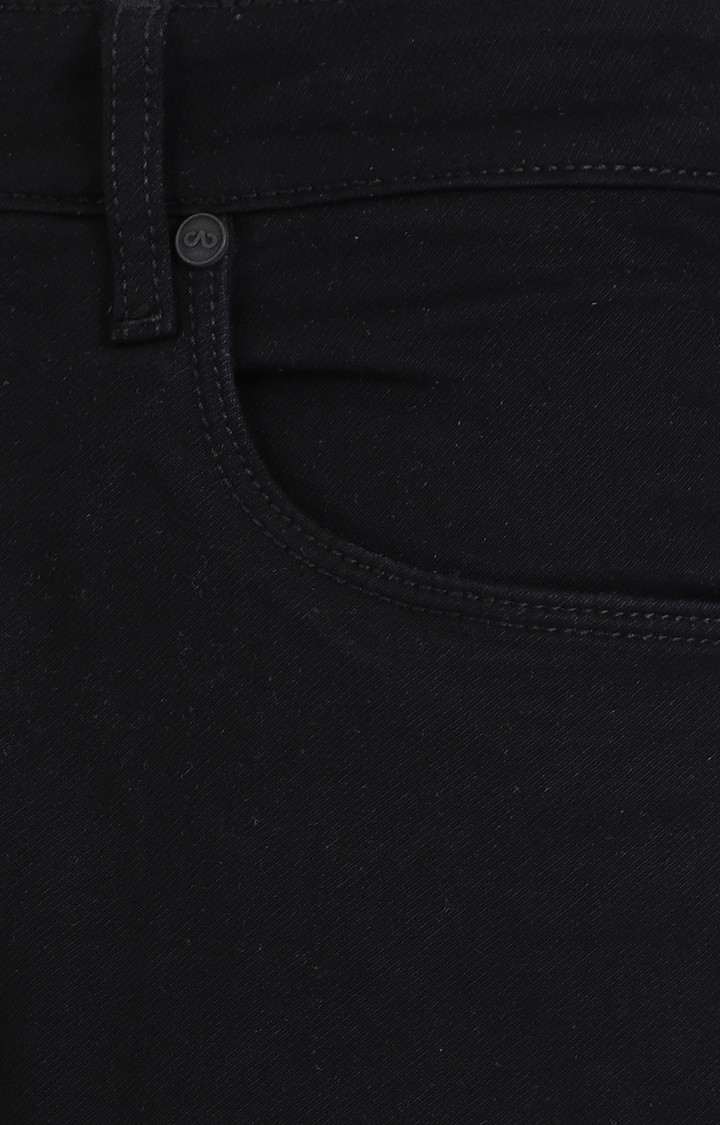 JBD-SN-251 JET BLACK Men's Black Cotton Solid Jeans