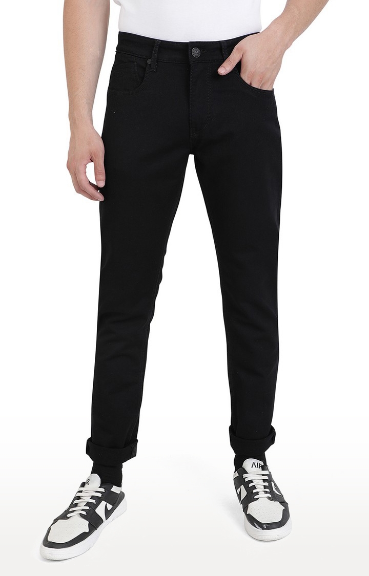 JBD-SN-251 JET BLACK Men's Black Cotton Solid Jeans