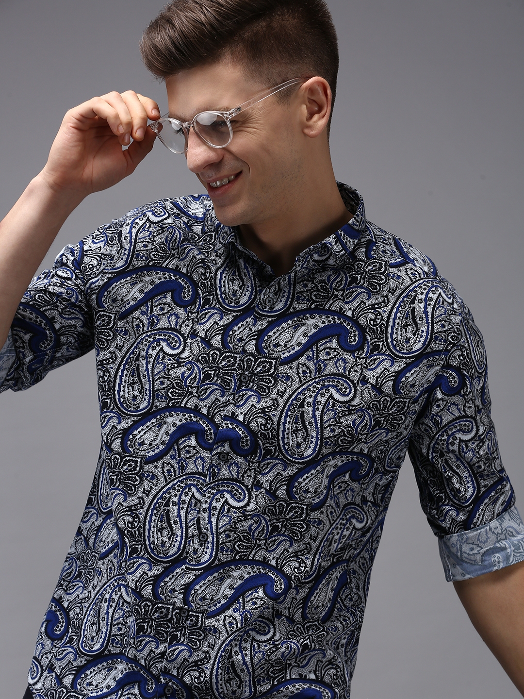 SHOWOFF Men's Multi Spread Collar Ethnic Motifs Comfort Fit Shirt