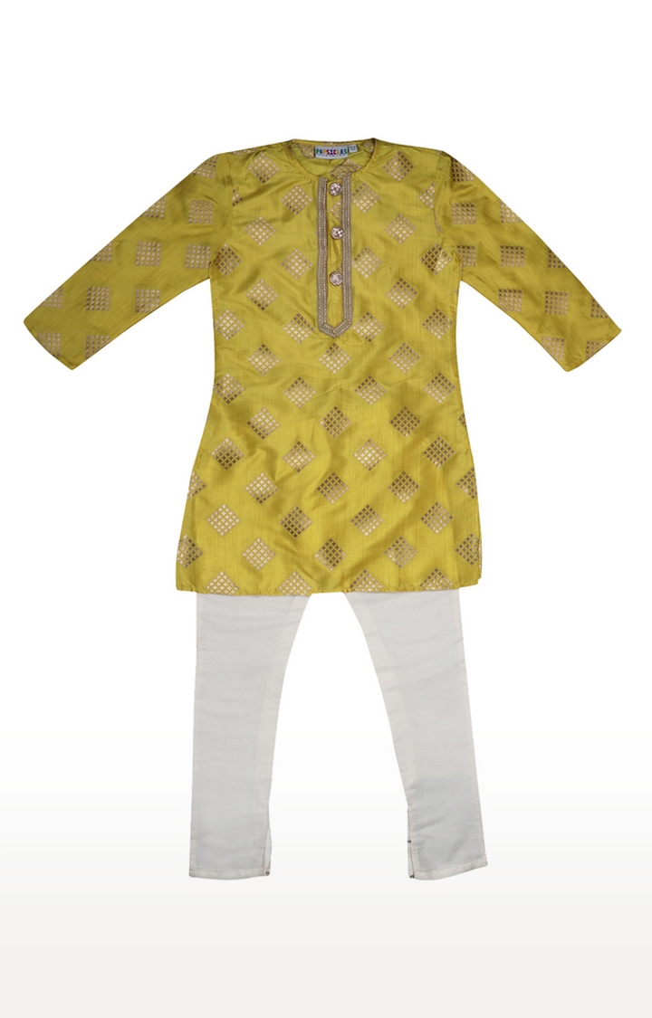 Popsicles Clothing | Popsicles Boys Cotton Silk Mahogany Kurta Pyjama set - Maroon & Yellow