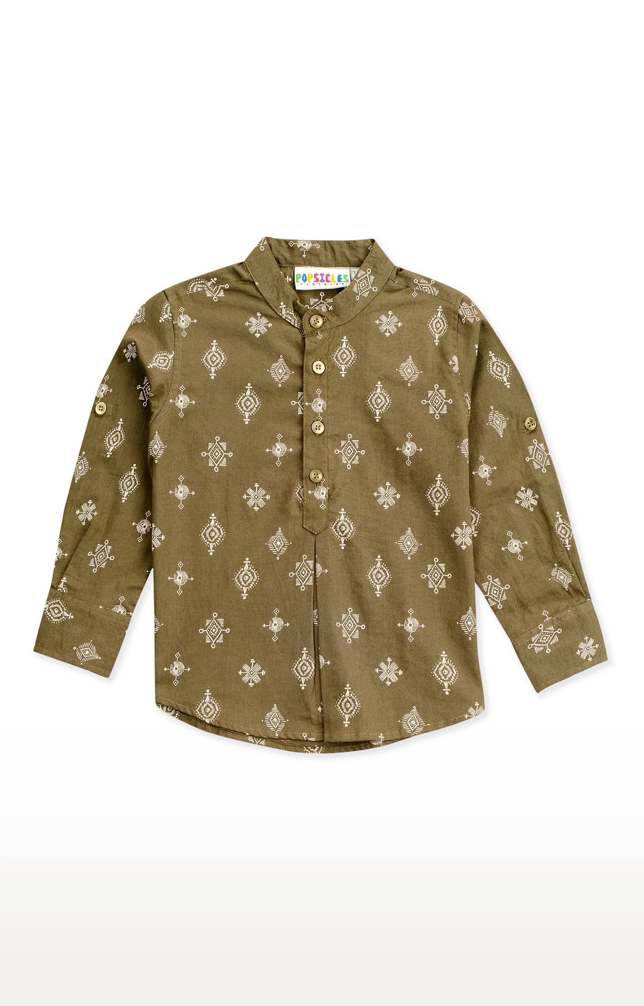 Popsicles Clothing | Popsicles Boys Cotton Tribal Shirt - Green (1-2 Years)