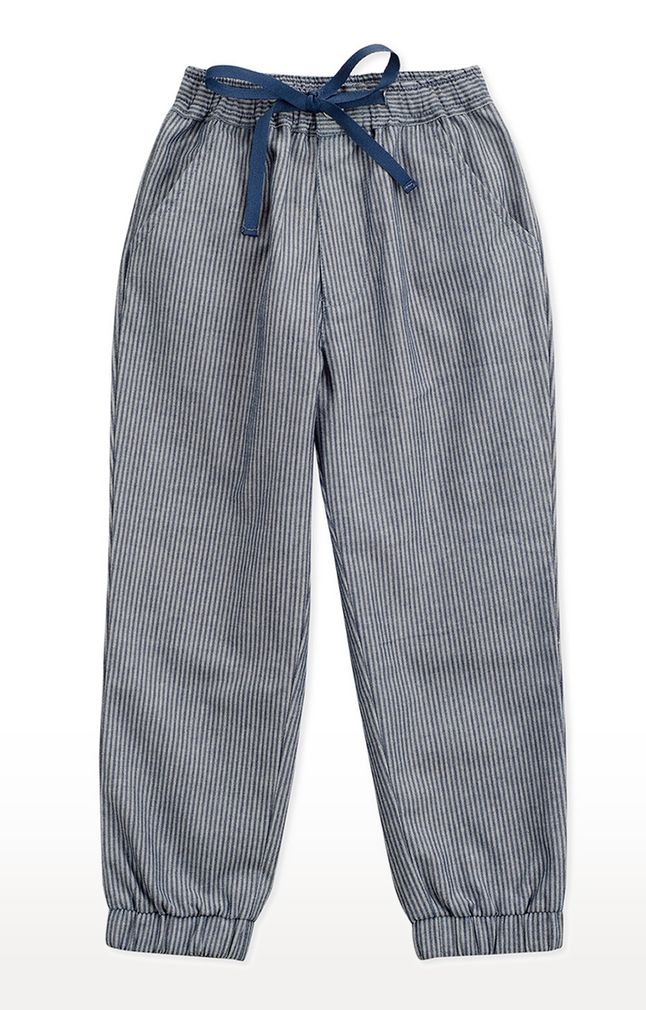 Popsicles Clothing | Popsicles Boys Cotton Denim Stripe Joggers Pants - Navy