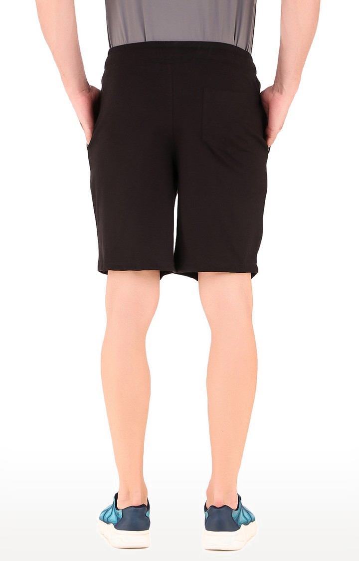 Fitinc Cotton Black Shorts for Men with Embroidery Logo