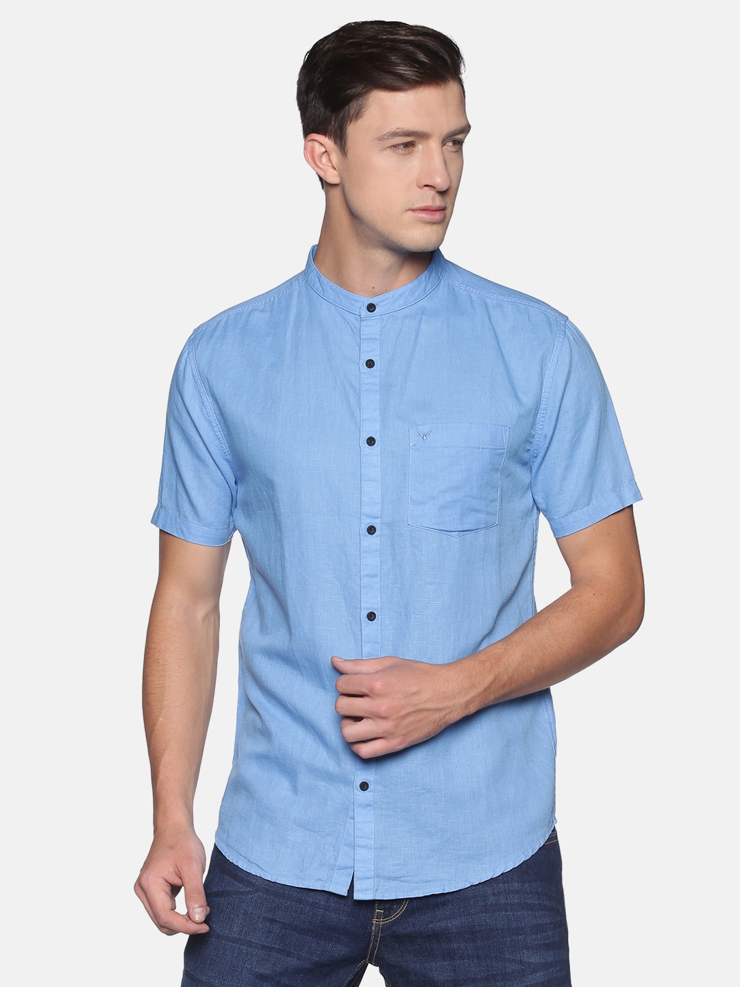 Showoff | Showoff Men's Lenin Casual Blue Solid Slim Fit Shirt