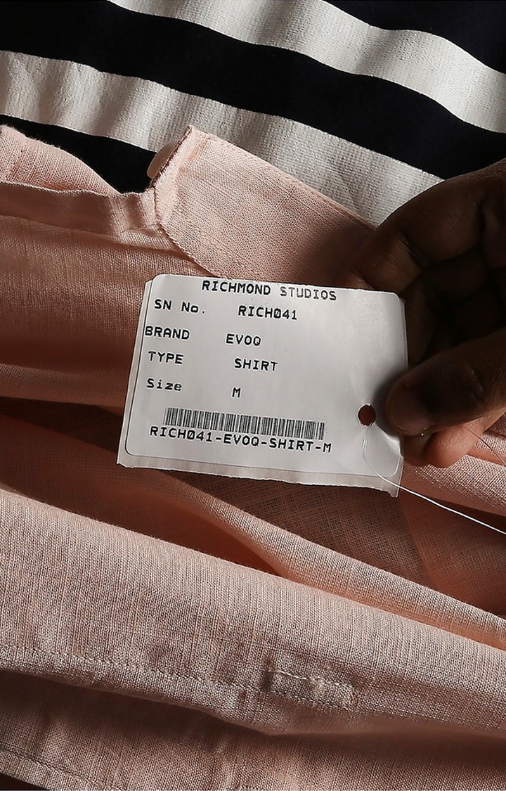 Evoq Peach Solid Colour Cotton- Linen Causal Shirt for Men