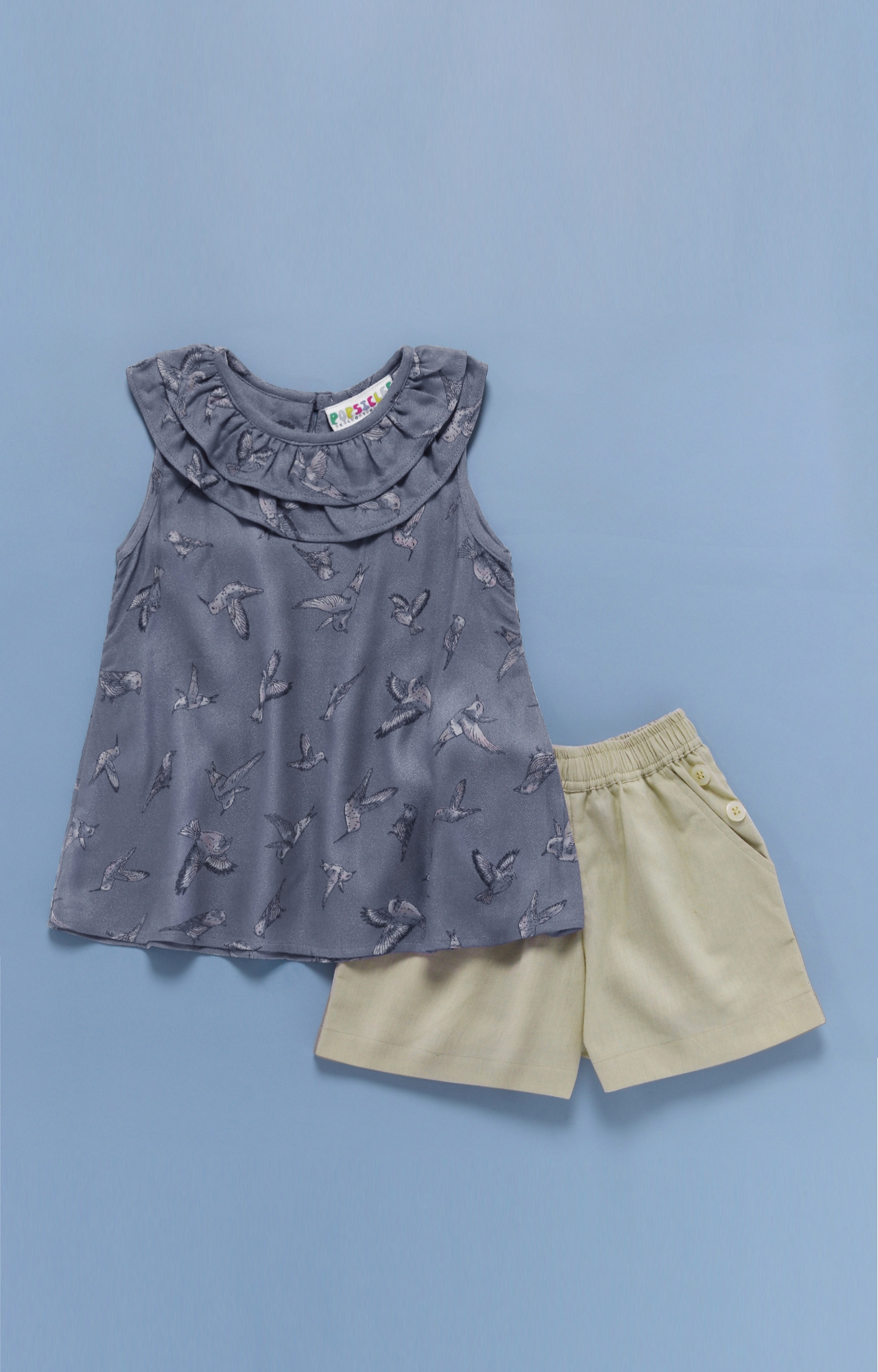 Popsicles Clothing | Popsicles Bird Flock Shorts Set Regular Fit Dress For Girl