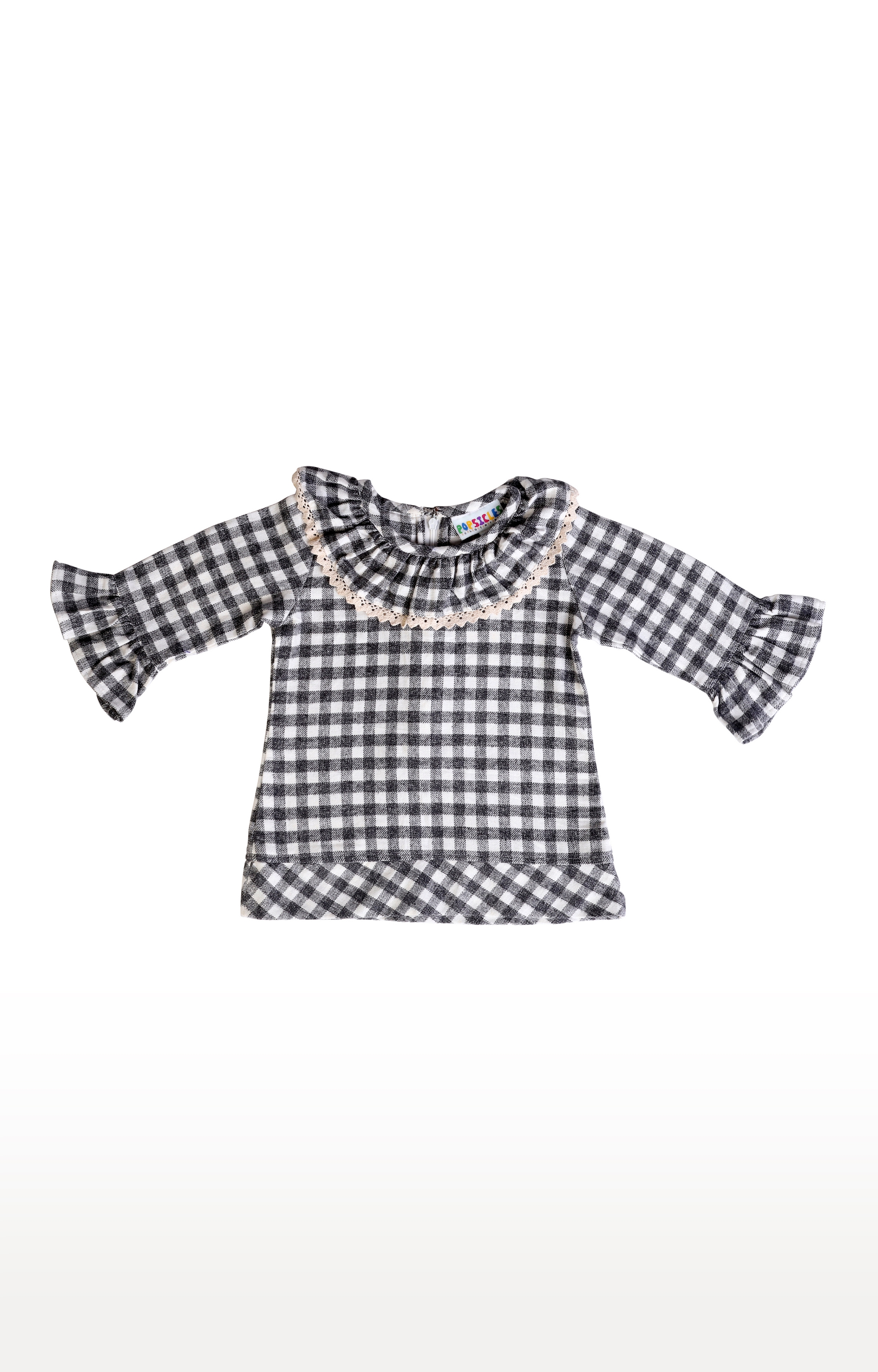 Popsicles Clothing | Popsicles Girls Cotton Checked Shirt Top - Grey (1-2 Years)