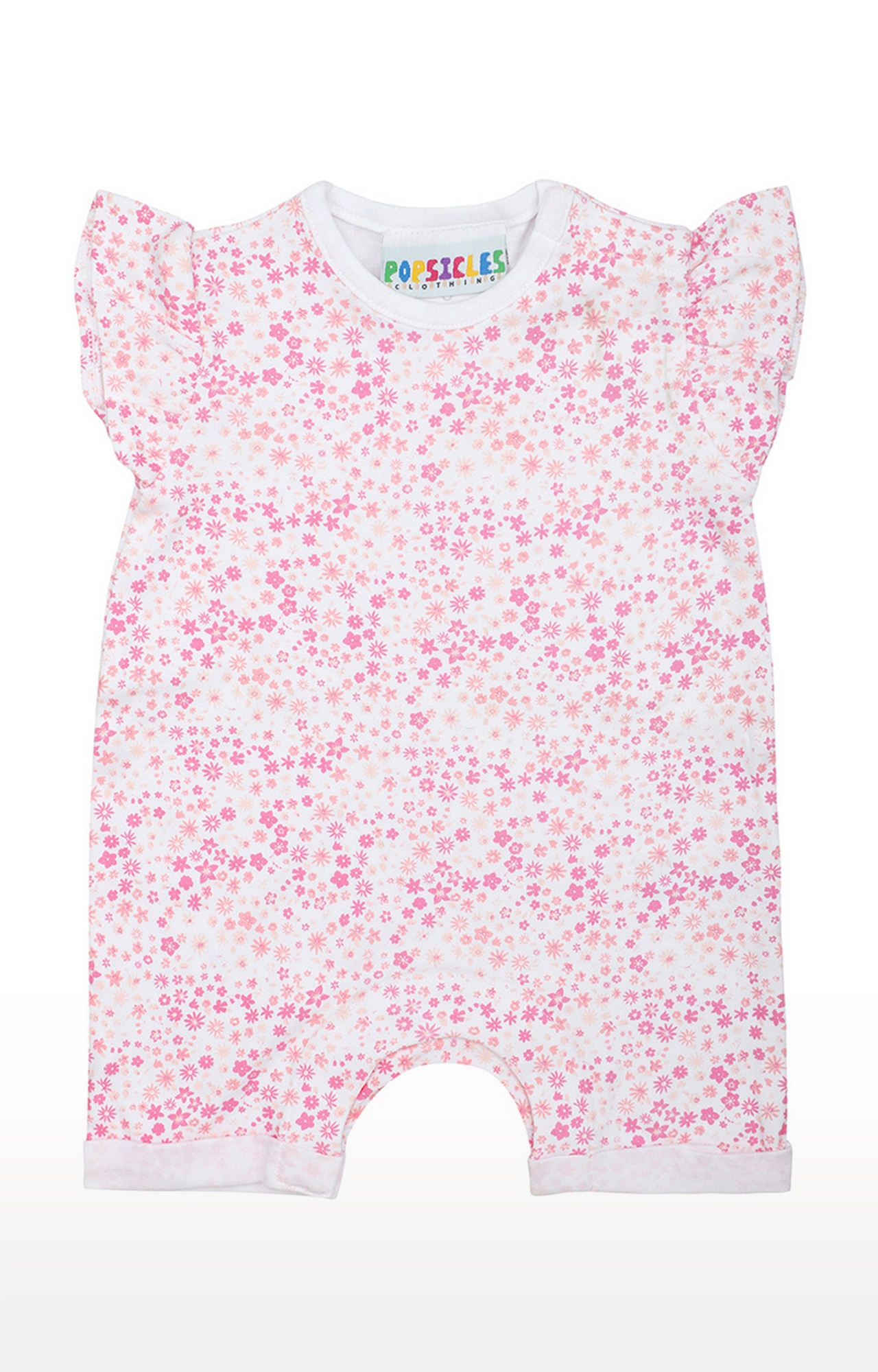 Popsicles Clothing | Popsicles Soft Cotton Comfort fit Round Neck Cap Sleeves Girls Baby Romper - Pink  (0-3 Months)