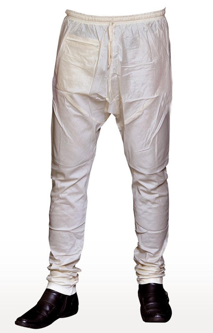 Sreemant | Sreemant Stylish Off White Churidar Pyjama For Men With Elastic Waist-Band, PJSM-OWT