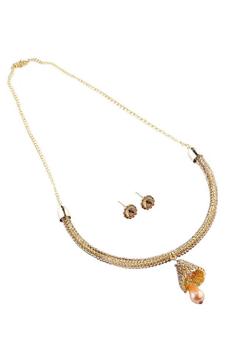 Paola Jewels | Paola Gold Plated Golden Diamond Studded Designer necklace set for Women Jewellery