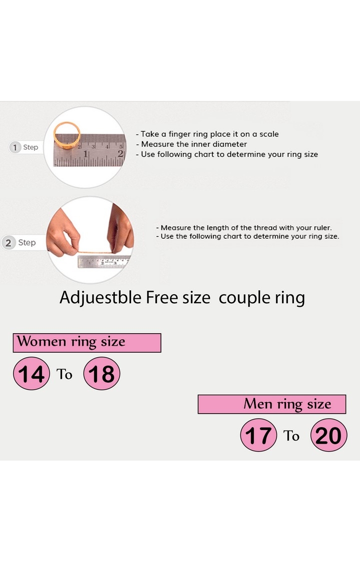 Paola Jewels | Paola silver plated ritzy look king and queen crown shape ring adjustable couple ring for men and women.  2